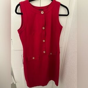 Talbots red knit dress with gold buttons Size 8